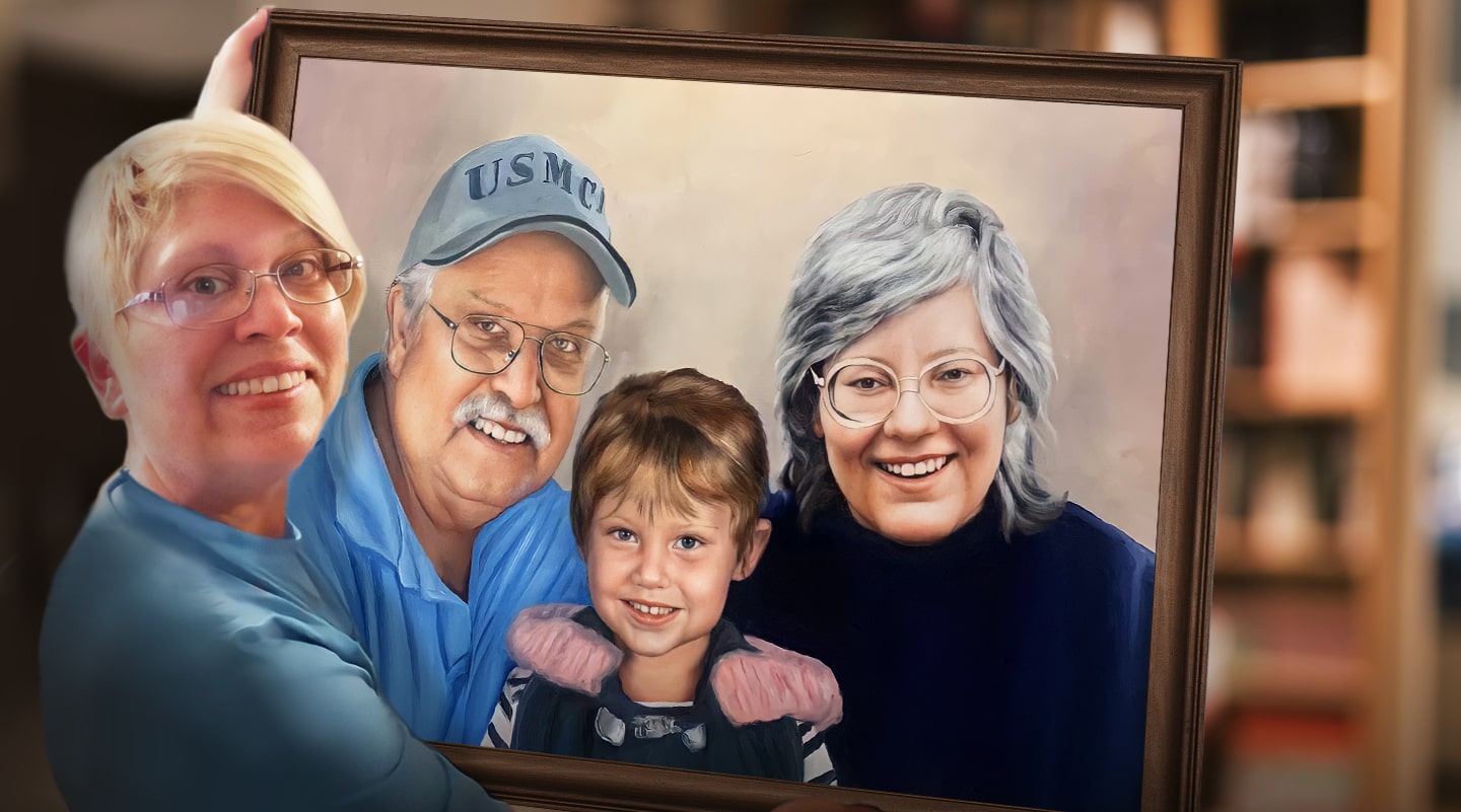 Custom portrait 24x36" three people