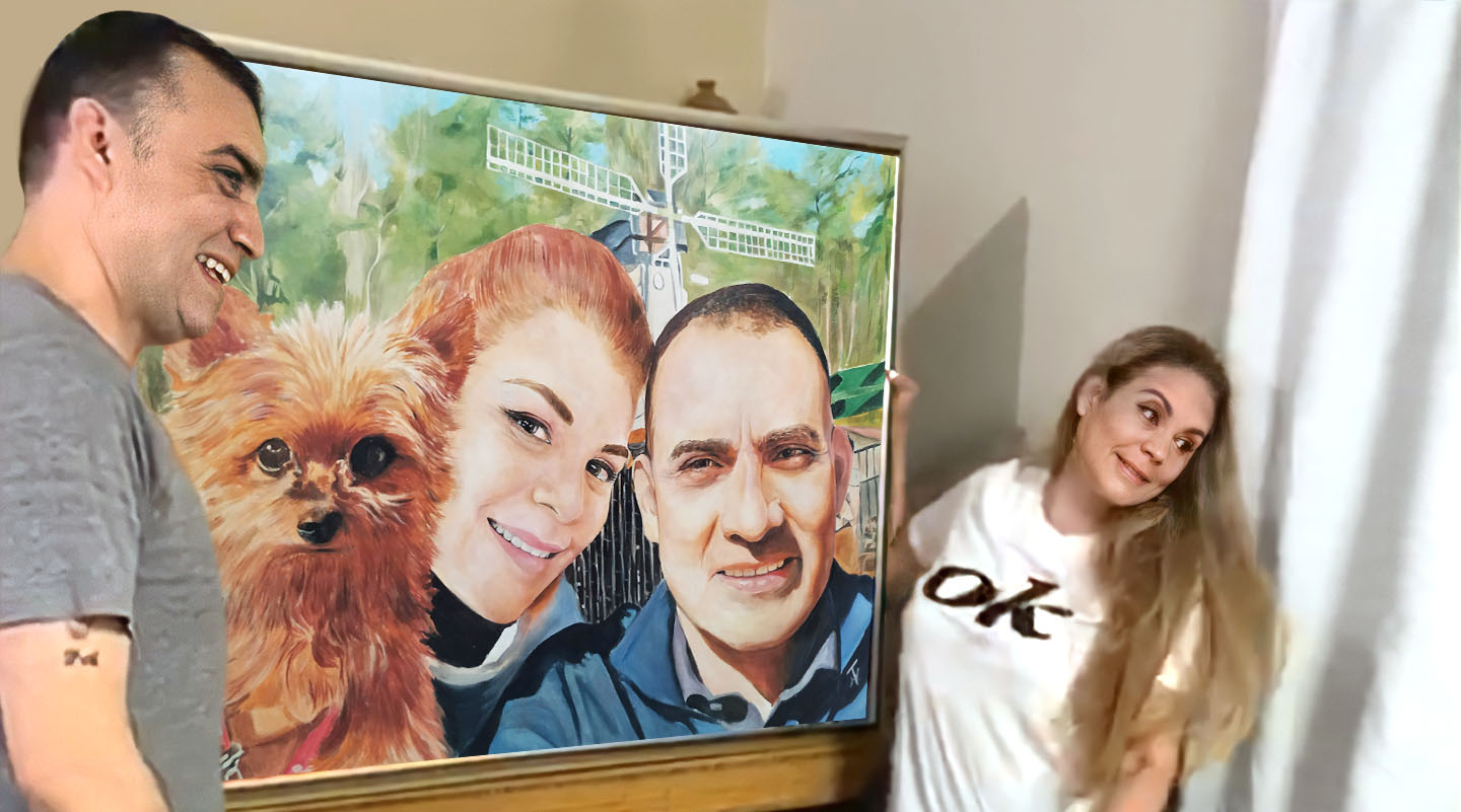 Custom portrait 30x40" three people