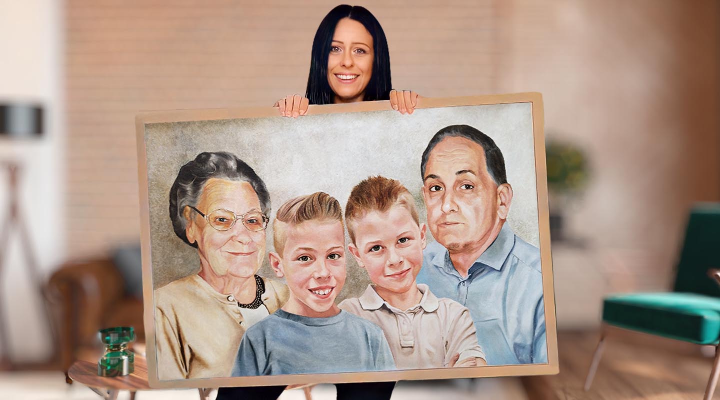 Custom portrait 24x36" four people