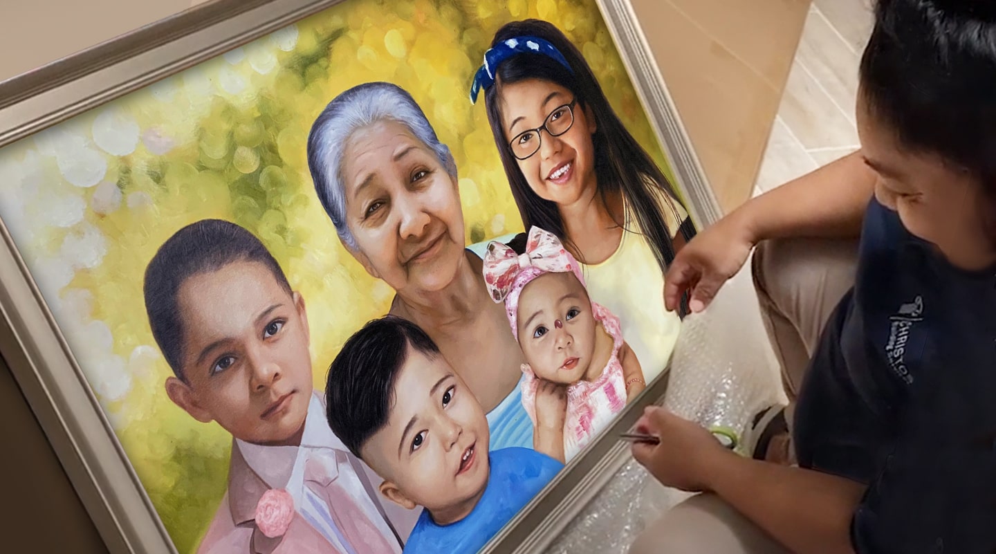 Custom portrait 24x36" five people