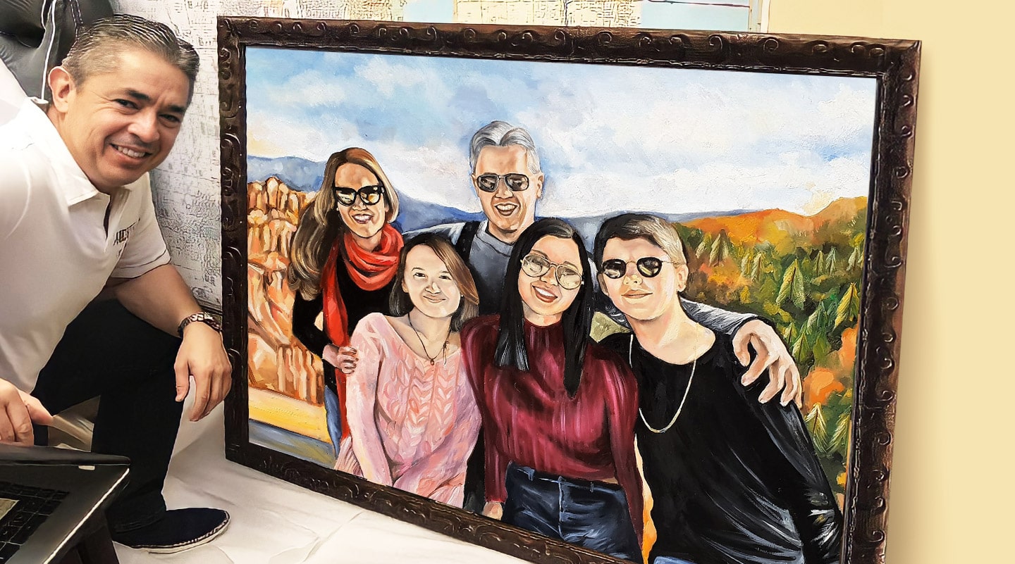Custom portrait 36x48" nine people