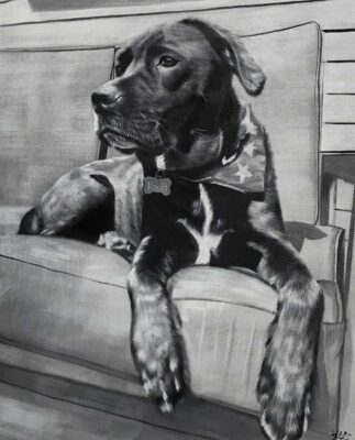 a452_11 custom dog portrait painting from photo